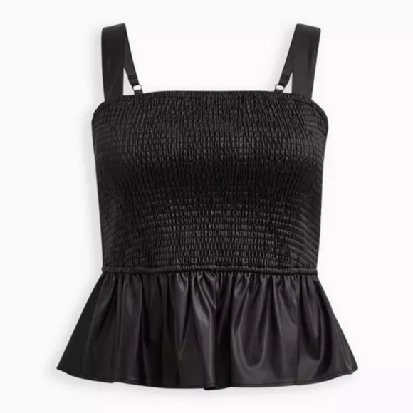 Torrid Peplum Faux Leather Smocked Top - Picture 9 of 10
